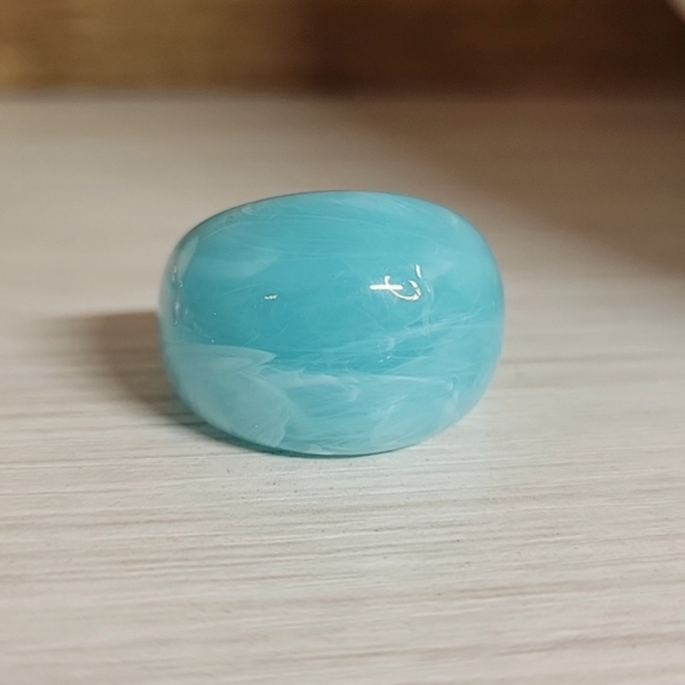 Turquoise Swirl Bubble Dome Ring, Metal Free - Picture 2 of 6